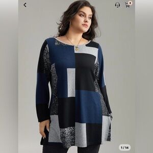 BloomChic Colorblock Contrast Tunic size 1X (14-16)